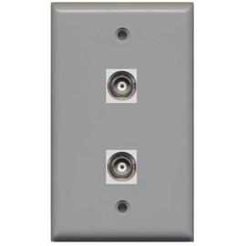 RiteAV - 2 Port BNC Wall Plate - Gray - Bracket Included