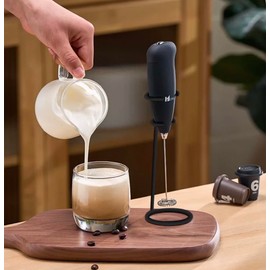 Electricc Milk Frother with Stand, Handheld Coffee Foam Maker, Black, Good lookig, Mixer for coffee, Tea, Milk, Easy to Use. One bettray Use more then 6 months