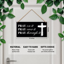 Christian Decor for Home, Religious Motivational Decor for Bedroom Office Scripture Bible Verse Decoration Inspirational Christian Gifts for Women Men, Pray