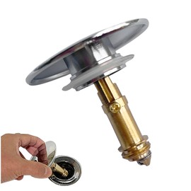 Pop Up Drain Valve 66 mm Chrome-Plated Metal Pop-Up Plug Sink Plug Drain Valve 66 mm Brass Polished Chrome with Pop Up Screw for Sink Bathroom Drain Fitting
