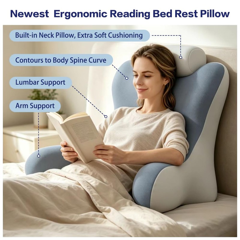 Reading Pillow for Sitting in Bed, 22 Inch