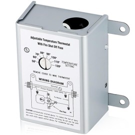 Hiorucet 58034 Attic Fan Adjustable Thermostat, Attic Fan Thermostat Control with Fire Shut Off Fuse, Adjustable Temperature Finger Dial Switch, Replacement Temperature Control Switch for Attic Fan