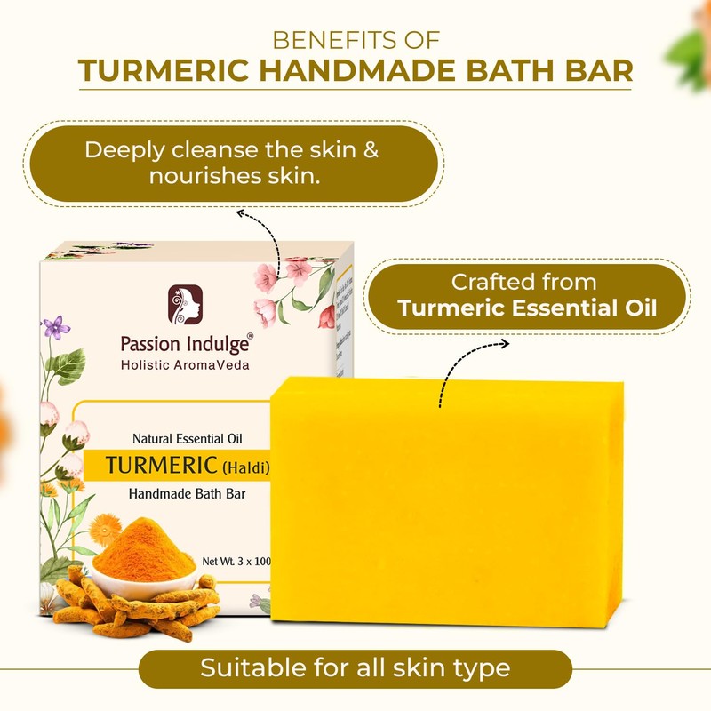 Passion Indulge Handmade Soap Natural Turmeric Bath Bar - (Pack