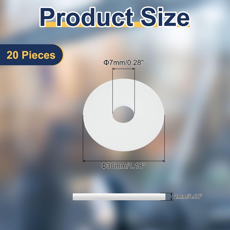 uxcell 20 Pcs M7 Silicone Flat Washers 7mm ID 30mm