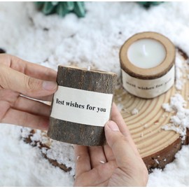 Log Aroma Candle with Holder,Wooden Rustic Country Style Natural Hand-Carved Soy Wax Decorative Candle for Table Photo Prop Gift,Bark Candlestick Holders for Home Decoration Christmas Party