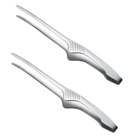 DELUXEFOX Yakiniku Tongs, Stainless Steel Cooking Tongs, Set of 2, Freestanding Tongs, Universal Tongs, Barbecue Tongs, Condiment Tongs, Easy to Hold, Non-Slip, Lightweight, For Cooking, Camping,