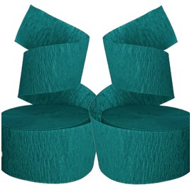 Teal Peacock Crepe Paper Streamer Party, 290 Feet Total, Made in USA