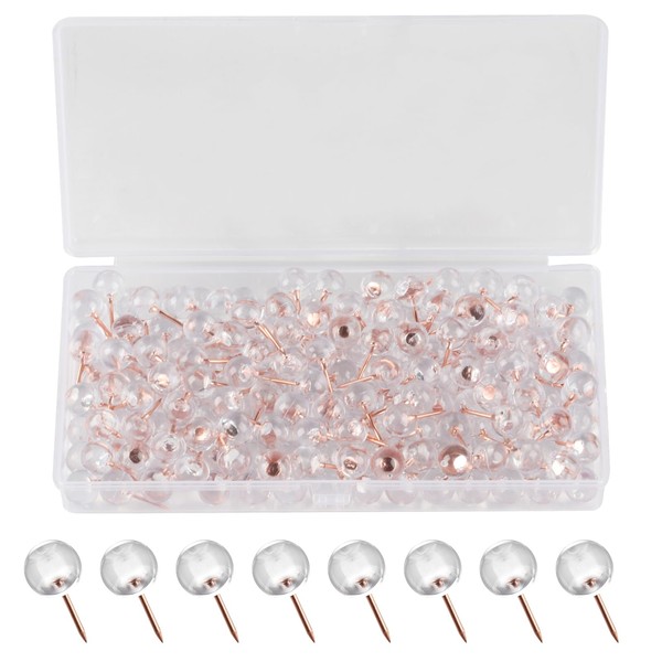 Pack of 200 Transparent Push Pins Round Head Pins Clear
