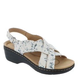 Clarks Merliah Echo Sandalias de tacón para mujer, Tela floral azul, 7 US