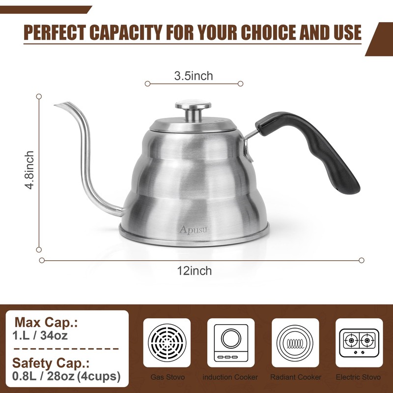 Pour Over Kettle for Manual Drip Coffee and Tea with