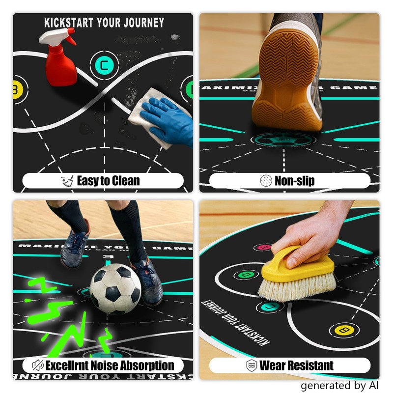 MUKESKY Soccer Training Mat for Footwork & Agility, 360° Circular