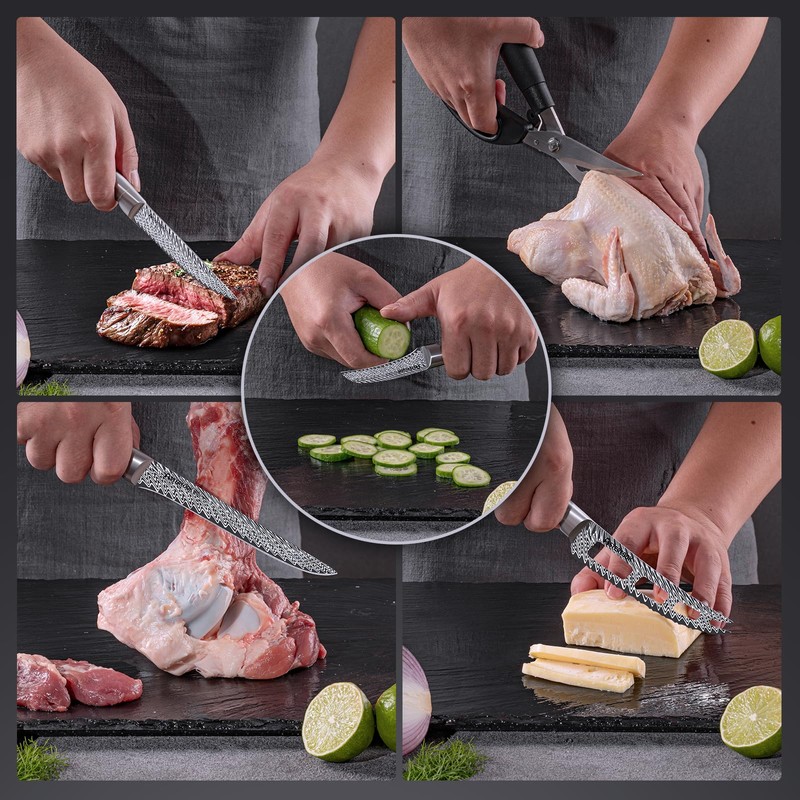 Knife Set, Astercook 21 Pieces Kitchen Knife Set with Built-in