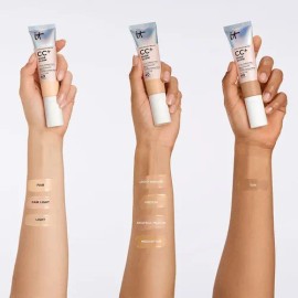 It Cosmetics CC Cream Nude Glow con Protector Solar FPS 40 + Suero Iluminador – Base de maquillaje con Niacinamida, Ácido Hialurónico, Cobertura Alta,