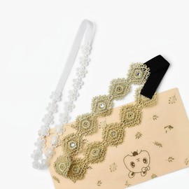 2 Pcs Baby Girl Flower Pearl Headband, Baptism Hair Band, Toddler Christening, Newborn Girl Floral, Infant Lace, Toddlers Elastic Hairbands, Kids Hair Accessories