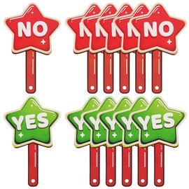 ZUYYON 12 Pcs Yes or No Handheld Paddles Double Sided Red Green Score Board Signs Classroom Teacher Student Voting Paddles Interaction Signs, 9.84 x 5.91 Inch(Pentagram)
