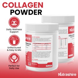 Marine Collagen Powder Unflavoured - Type 1 and 3 Collagen - Supplement for Skin, Hair, Nail & Joint Support - 10g Per Serving with Hyaluronic Acid, Vitamin C & B – Collagen – 300g (1 Month Supply)