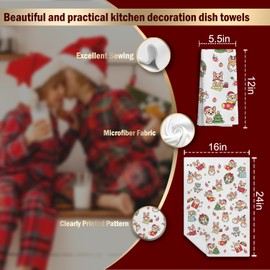 LUKIPOM Corgi Christmas Kitchen Towels, Corgi Gifts for Corgi Lovers, Corgi Decor Dish Towels Tea Towels for Kitchen, Corgi Gifts for Women, Cute Christmas Hand Towels for Bathroom, 16x24 Inches