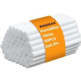60PCS Humidifier Stick Filter Refill - 6In Humidifier Filter Sticks Air Diffuser Pure Wicks Refill Cotton Filter Stick Replacement Wicks for Small Portable Diffuser in Office Bedroom Home