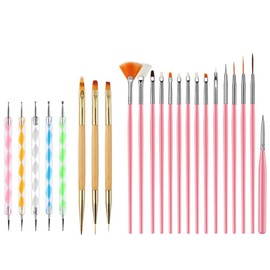 FULINJOY 23Pcs Nail Art Brushes,Nail Art Painting Tool Set,Nail Dotting Tools,Nail Dust Brush,Striping Nail Art Liner Brushes for Long Lines,Nail Drawing Pen for Nail Design