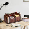 Flexzion Wooden Desk Organizer w/Drawers - Classic Wood Office Supplies