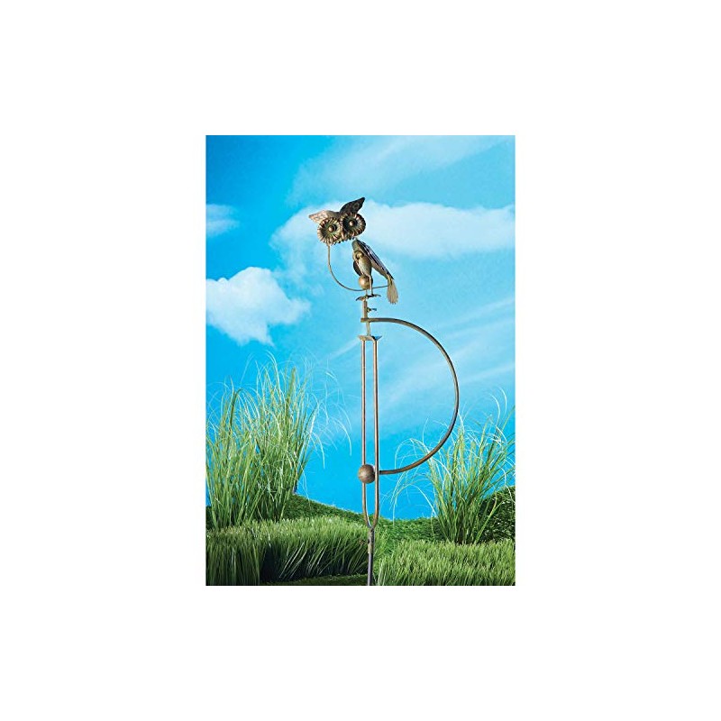 Esschert Design Staked Steel Owl Rocker, 55" H, Stylized Copper