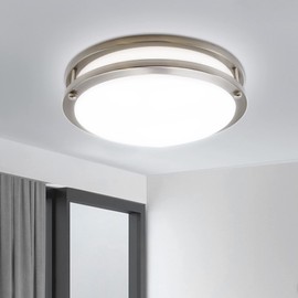 MingBright 12-Inch LED Flush Mount Ceiling Light Fixture, Dimmable Ceiling Lamps for Hallway, Bathroom or Kitchen, Damp Location Ceiling Lamp, 4000K Cool White Light