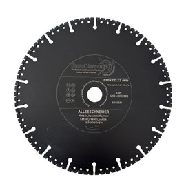 EDW Professional Diamond Cutting Disc All-purpose Cutter 230 mm for Cutting Plastic Wood Metal GRP Carbon Glass and Washed Concrete Rescue Diamond Cutting Disc with Extremely Low Sparks