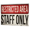 Tin Sign Nostalgia Profession Staff Only