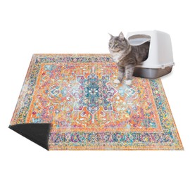 Lovewag Pets Lovewag Washable Kitty Cat Litter Trapping Mat 2 PCs, Large Reusable Litter Mat for Cat and Kitty, 36x48 Inches, Cat Litter Mat Waterproof Non-slip Compatible With Cat Box - (Marmalade Sunshine)