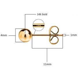 Savlano 14K Gold Ball Stud Earrings For Women - Made in Italy Comes With Savlano Gift Box (Yellow, 4mm)