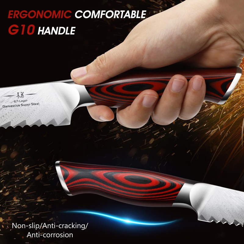 HOSHANHO Bread Knife,8 Inch Serrated Bread Knife Ultra Sharp Damascus