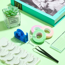 3 Rollos Cintas de Pestañas para Extensión de Pestañas con Cortador Dispensador de Cinta Plástica Azul Cinta de PE de Tela Transpirable Debajo de Ojo para Piel Sensible Suministro Extensiones Pestañas