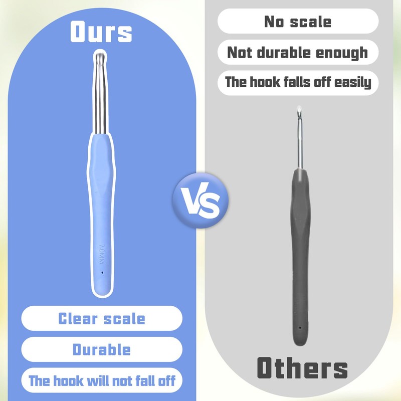 Ergonomic Crochet Hook, 7.0 mm, Soft Handle, Knitting Needles for