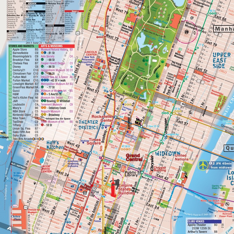 TerraMaps NYC Manhattan Street and Subway map - Waterproof -