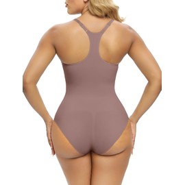 SHAPERX Bodysuit for Women Tummy Control Shapewear Racerback Seamless Sculpting Body Shaper Tank Top,SZ5305-Umber-XXS/XS