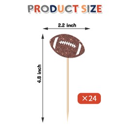 Ambishi 24pcs Football Cupcake Toppers, Sports Theme Birthday/Baby Shower Party Decoration, Football Sign Food Picks Decor for Kids Boys Men Birthday Party