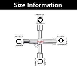 JFGDVW 4 in 1 Utility Key, Multi-Functional Electric Box Key, Triangle/Square Universal Cross Triangle Zinc Alloy Key, Panel Key for Valve,Train,Cabinet,Elevator,Electric Cupboard Cabinet