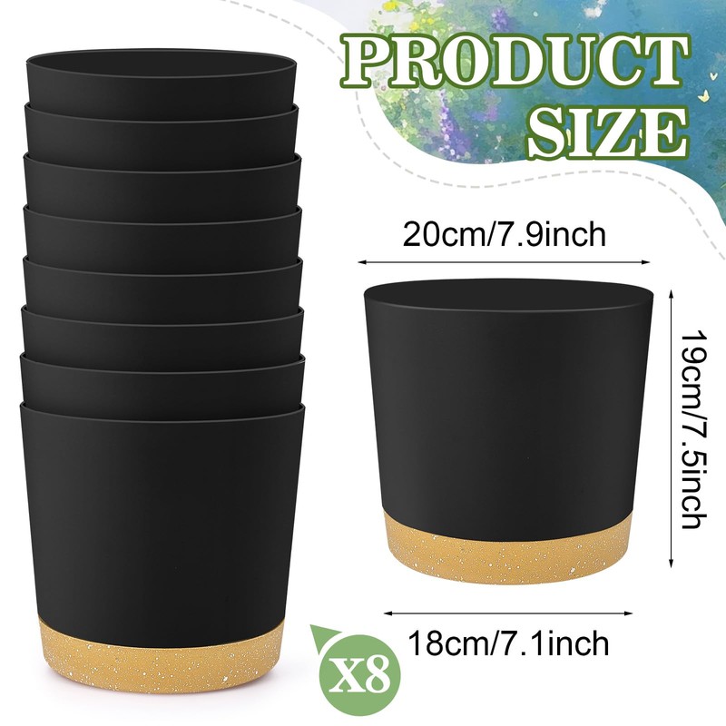 Booson 8 Pcs Plant Pots 8 Inch Planters Flower Pots