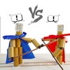 Bamboo Puppet Fighting Game, 4 Wooden Weapons, Table Top Party
