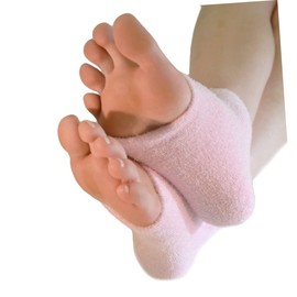 Outanaya Moisturizing Gel Heel Socks Vented Toe Recovery Socks for Dry Cracked Skin Moisturizing Heel Sleeves in Pink