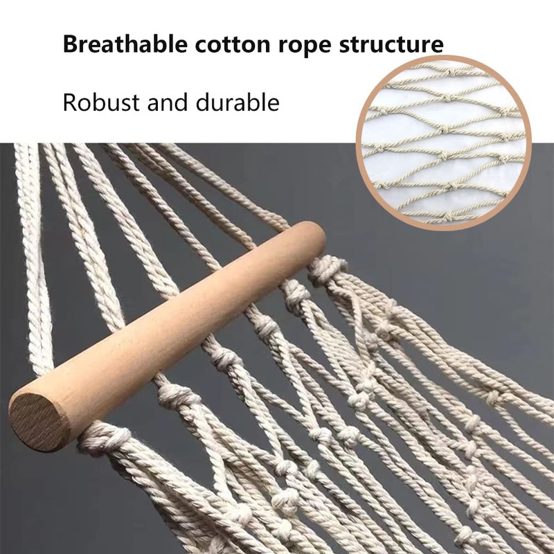 Cotton Rope Hammocks with Wood Spreader,Traditional Hand Woven Children Hammock