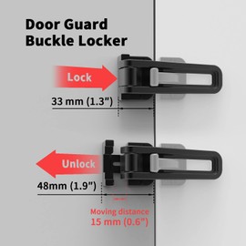 Door Swing Bar Lock Latch with Extra Buckle Lock, Door Reinforcement Lock, Door Guard Lock for Hinged Swing-in Doors, Zinc Alloy, ORB (Black)