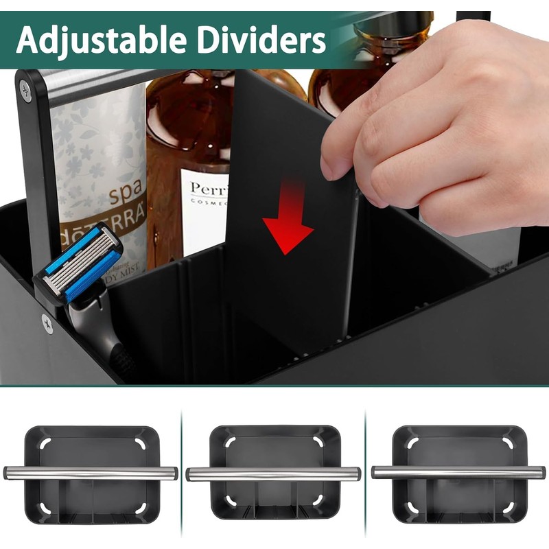 Portable Shower Caddy for Bathroom Storage – Adjustable Dividers &