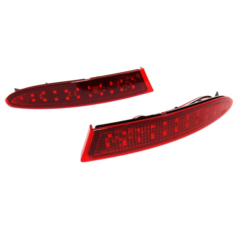 2x Red Lens Rear Bumper Reflector LED Tail Stop Brake