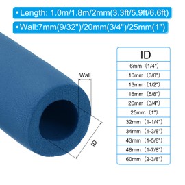 PATIKIL 3.28Ft Long 1-5/16" (34mm) ID Pipe Insulation, 1 Pcs 20mm Thickness Rubber Foam Winter Freeze Protection Tube Fire Retardant for Water, Air Conditioning, Industrial Pipes, Blue