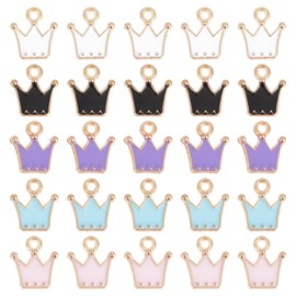 SUNNYCLUE 1 Box 60 Pieces 5 Colours Crown Charms Crowns Enamel Charm Mini Crown Charm King Colourful Queen Charms for Jewellery Making Charms DIY Earrings Bracelets Necklaces Crafts Women Adults