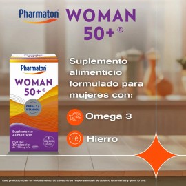 Pharmaton Woman 50 Suplemento Alimenticio para Mujer 30 Cpsulas de 750 mg. Con Hierro y Omega 3, Ayuda a Mejorar la Nutricin Diaria. 1 Cpsula al Da,  