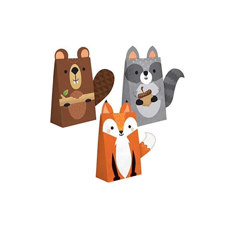 Creative Converting Wild One Woodland Paper Treat Bags, 8 ct,