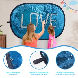Sequins Board for Kids for Fun, Sensory Sequin Fabric Reversible Sequins Wall Big Size 40” * 27.5”, Sequin Fabric Board Gift for Kids, (Blue 40" * 27.5")