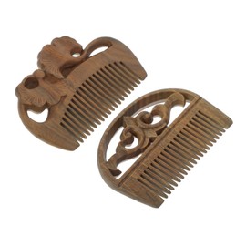 Baluue Green Sandalwood Comb Set Scalp Massager Head Massage Comb Massager Portable Smooth Edges for Better Sleep